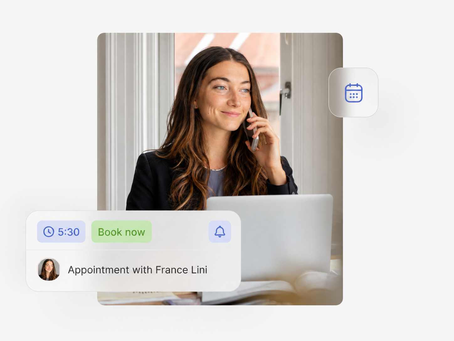 France Lini au téléphone avec un client
