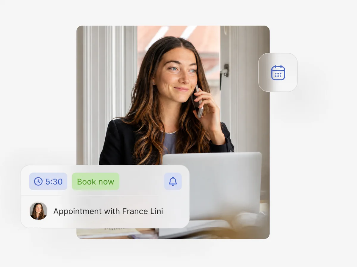 France Lini au téléphone avec un client